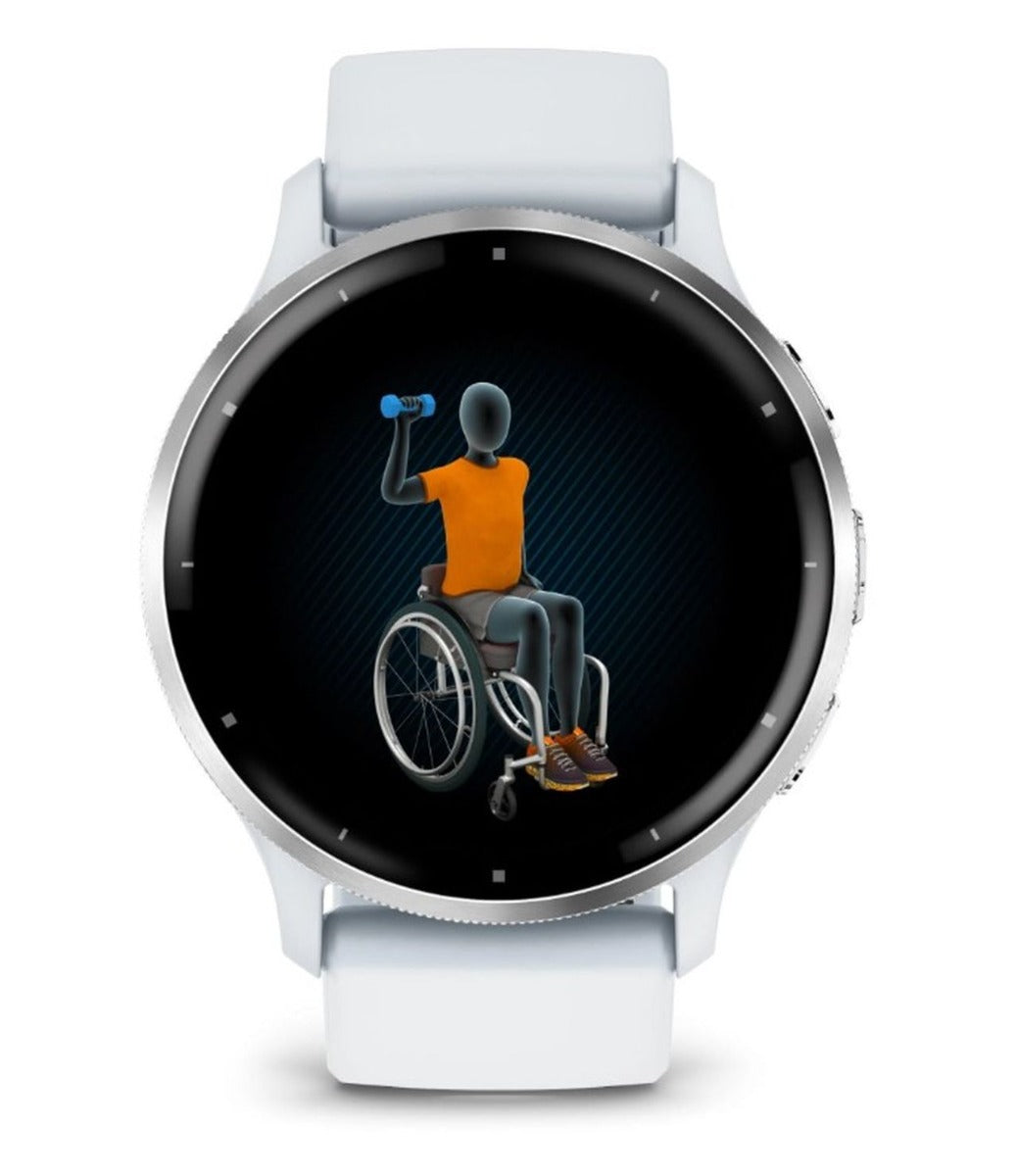 Garmin Venu 3 Sports Watch - Silver Stainless Steel Bezel with Whitestone Case and Silicone Band