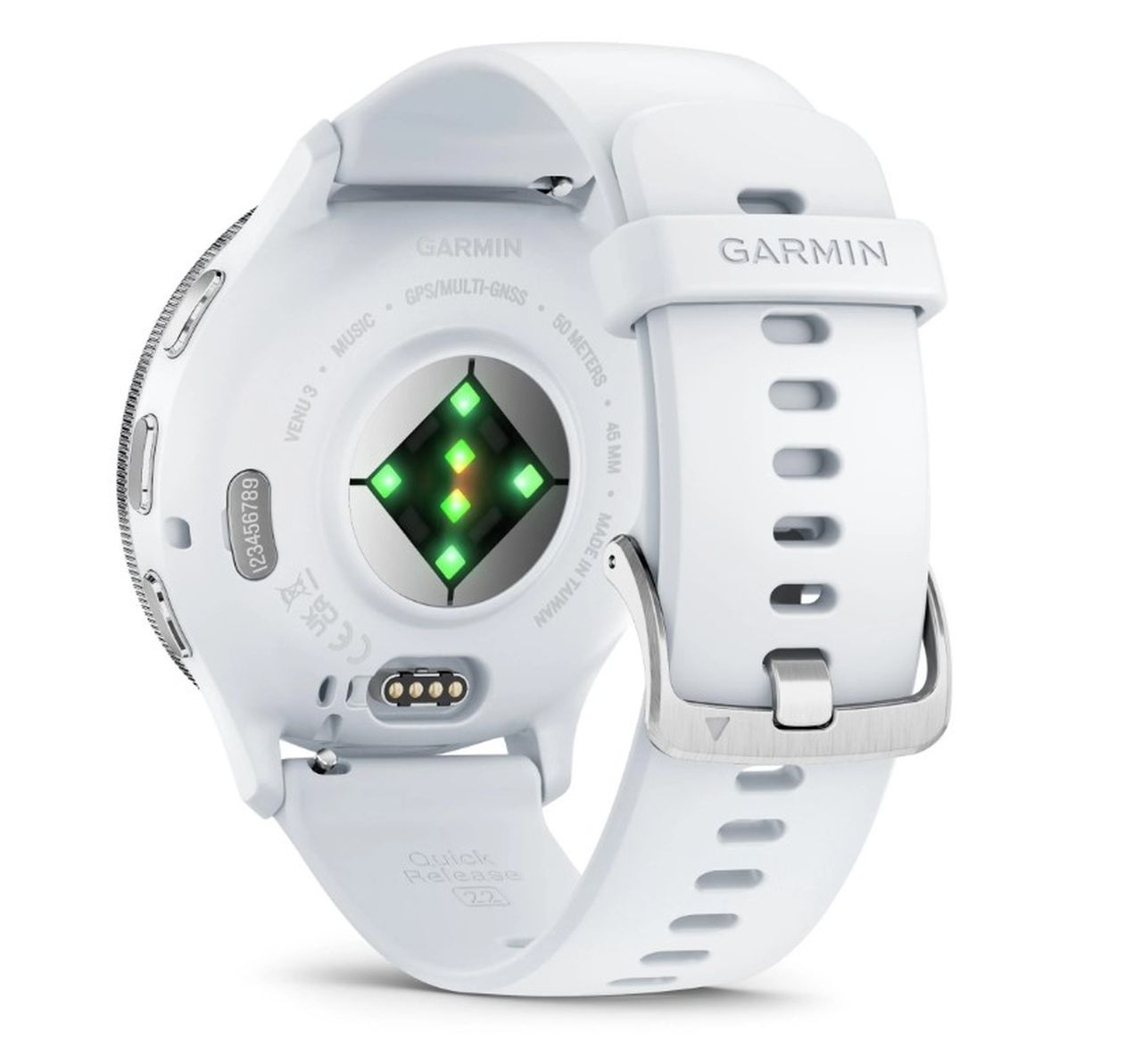 Garmin Venu 3 Sports Watch - Silver Stainless Steel Bezel with Whitestone Case and Silicone Band