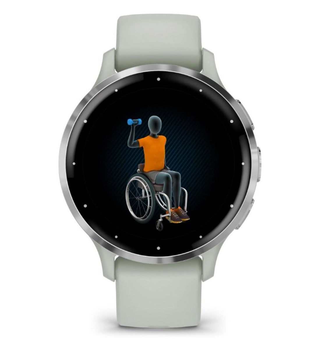 Garmin Venu 3S Sports Watch - Silver Stainless Steel Bezel with Sage Grey Case and Silicone Band