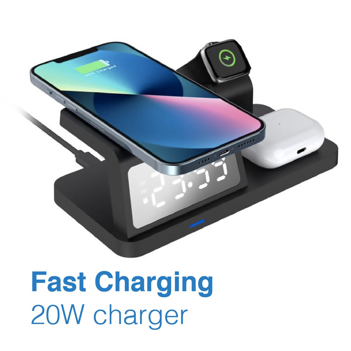 Laser 3 in 1 Charging Station with Alarm Clock