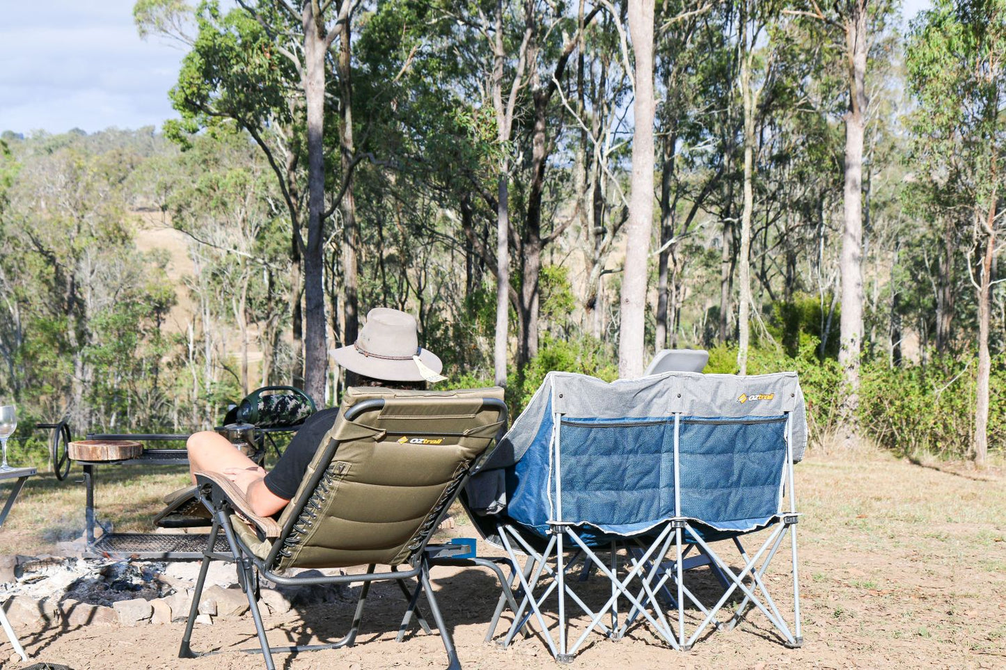 Oztrail - Brampton Sun Lounger Chair with Side Table - Beige
