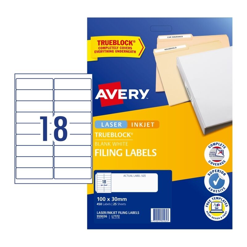 Avery LabelL7172 18UP Pk25 Bx5 - Wholesales Supply