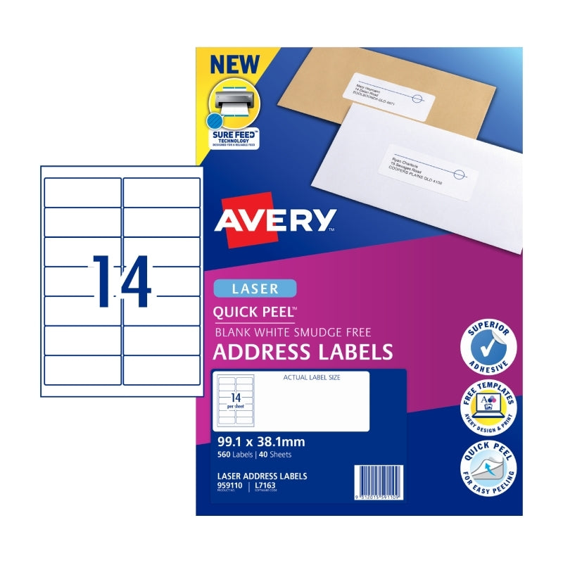 Avery LsrLabel L7163 14UP Pk40 - Wholesales Supply