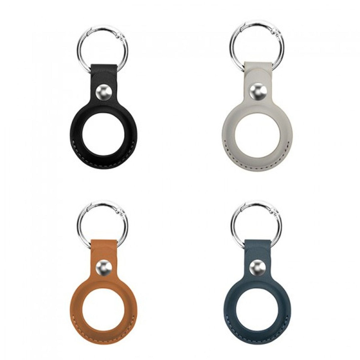 Laser PU Leather Key Ring for Apple AirTag - Multi Colour 4 Pack