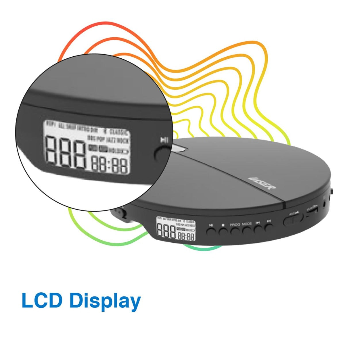 Laser - Portable CD MP3 Player w Anti-Skip Tech & Headphones
