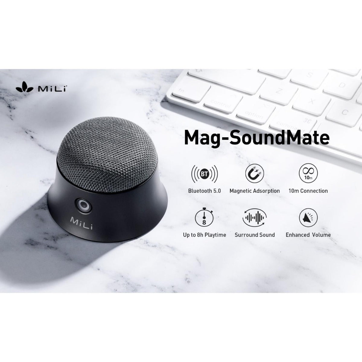 Mili - Mag-SoundMate Mini MagSafe Bluetooth Speaker - Black