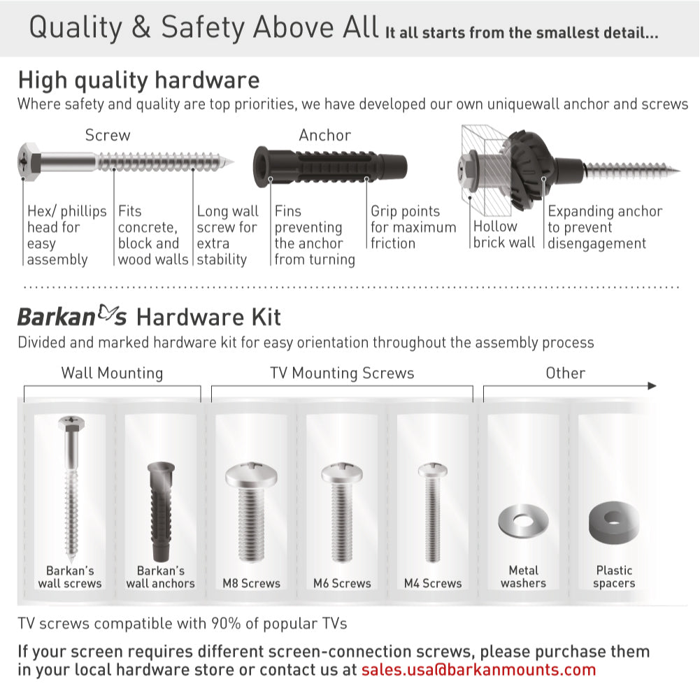 Barkan - 13" - 86" Long TV Ceiling Mount - Wholesales Supply