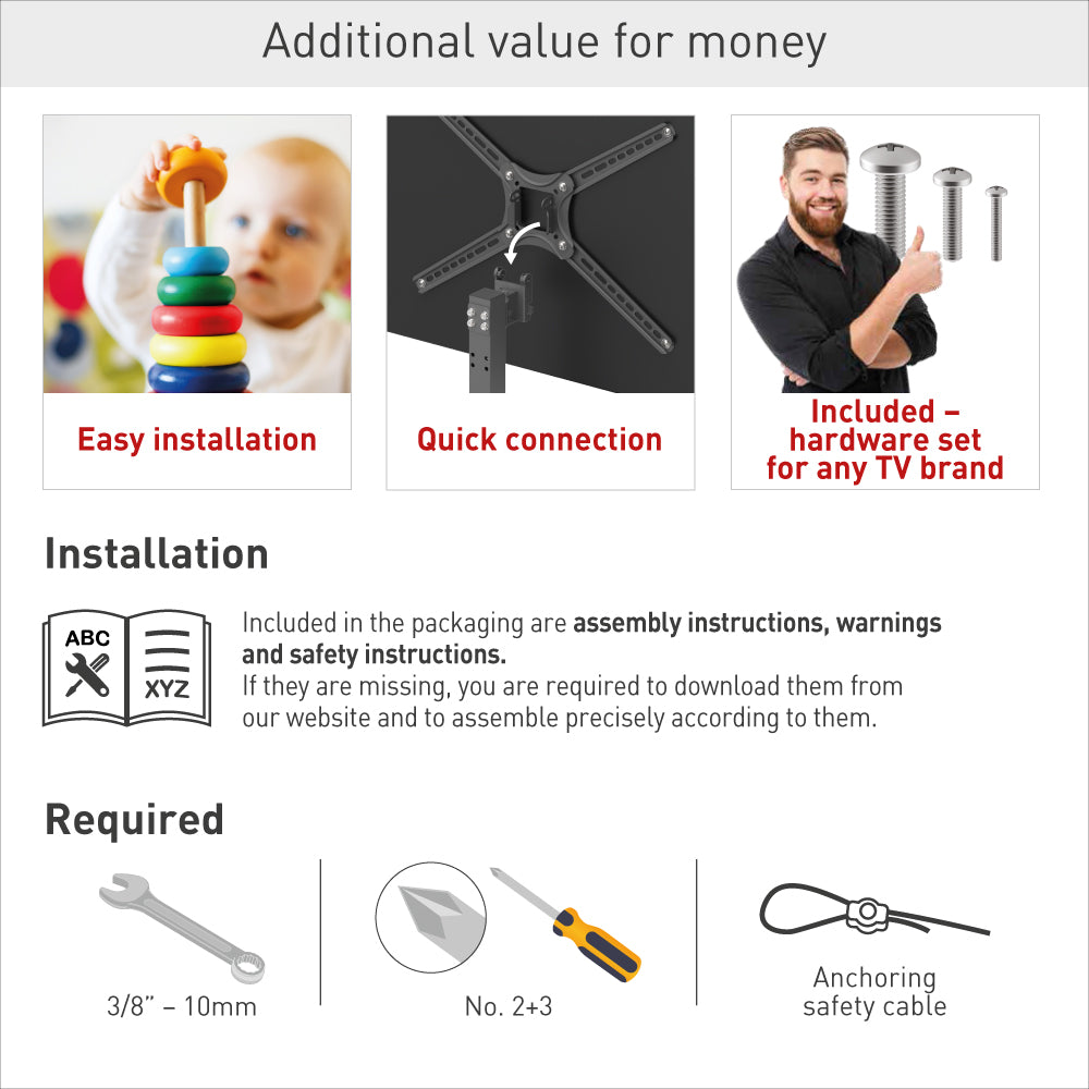Barkan - Mobile TV Cart w Tilt & Height Adjust Stand to suit 13-83" - Wholesales Supply