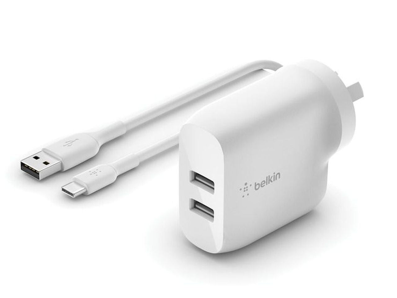 Belkin BoostCharge 24W Dual USB-A Wall Charger with USB-A to USB-C Cable - Wholesales Supply
