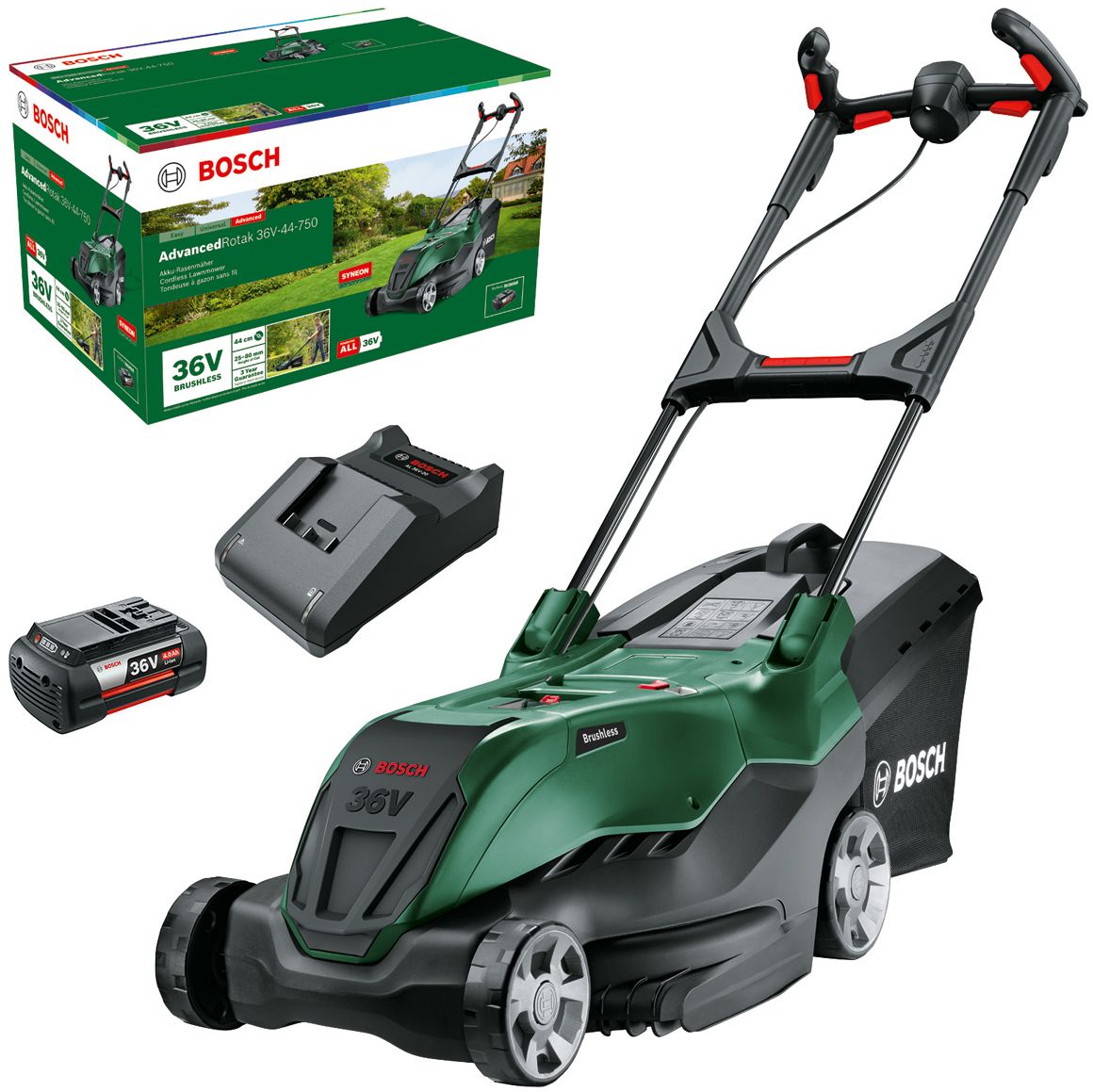 Bosch AdvancedRotak 36V Lawn Mower with 1 x 4ah Battery and Charger - Wholesales Supply