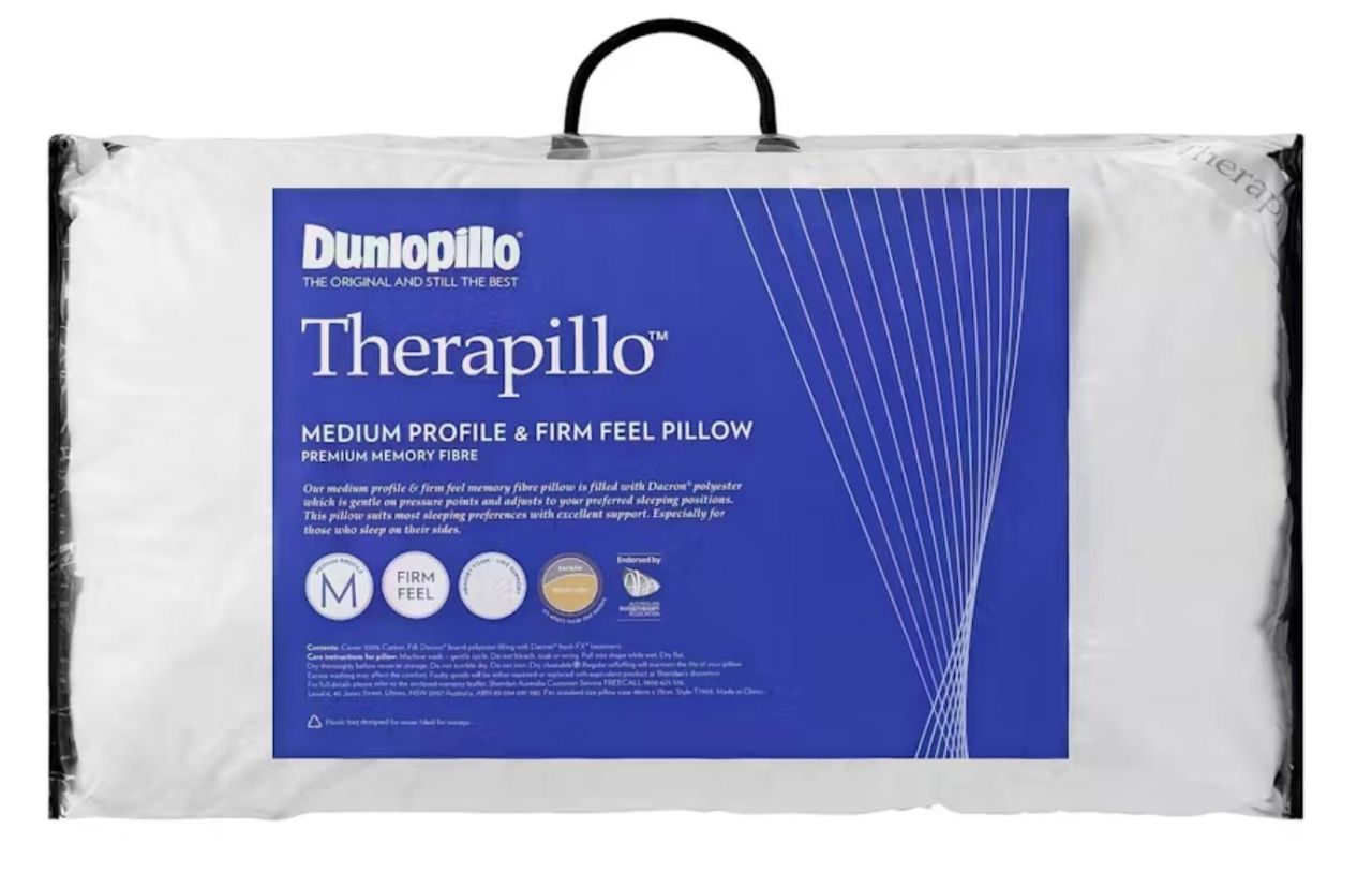 Dunlopillo - Therapillo Flexible Support Memory Fibre Pillow, Med Support - White - Wholesales Supply