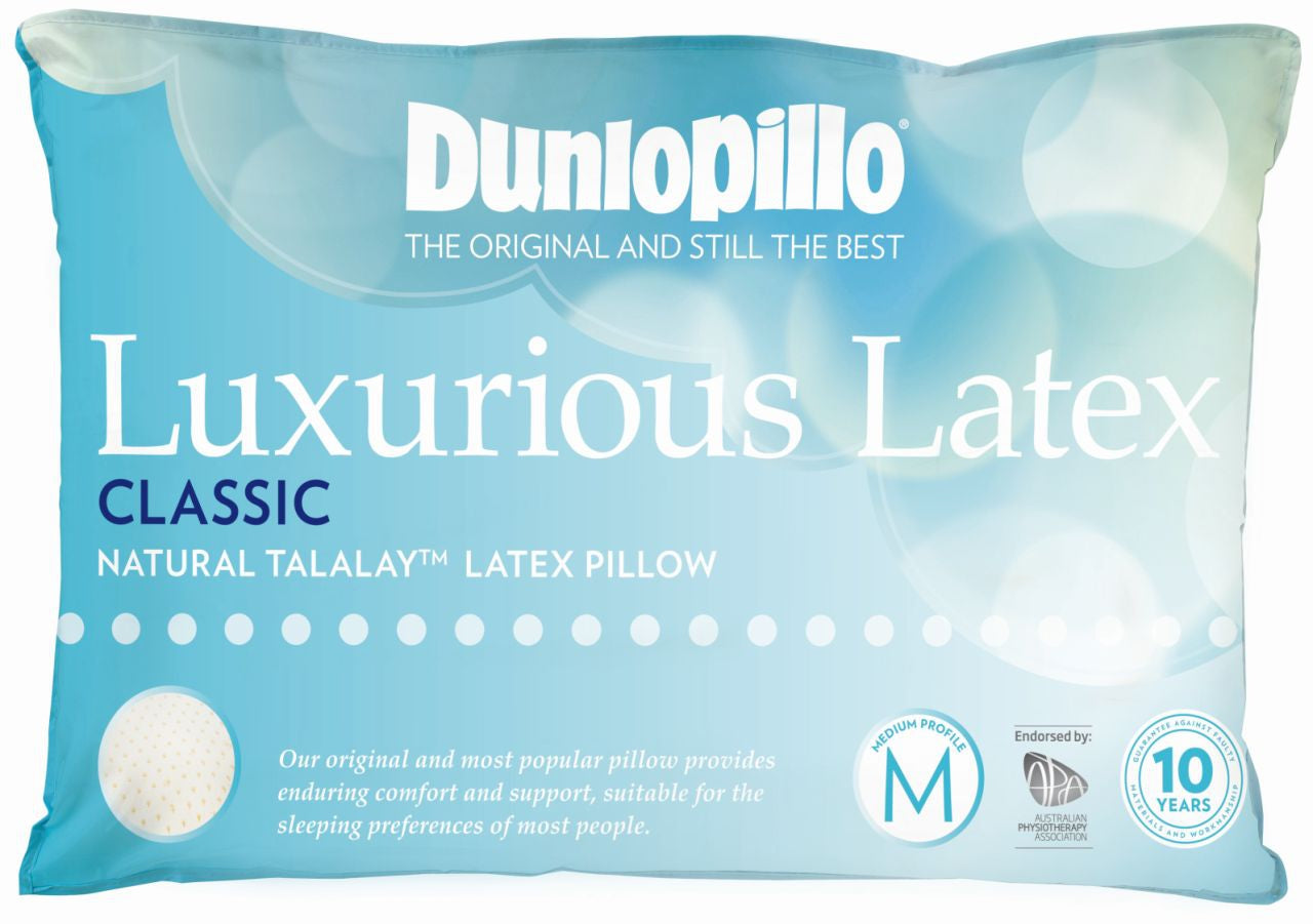 Dunlopillo - Luxurious Latex Medium Profile and Feel Classic Pillow - White - Wholesales Supply
