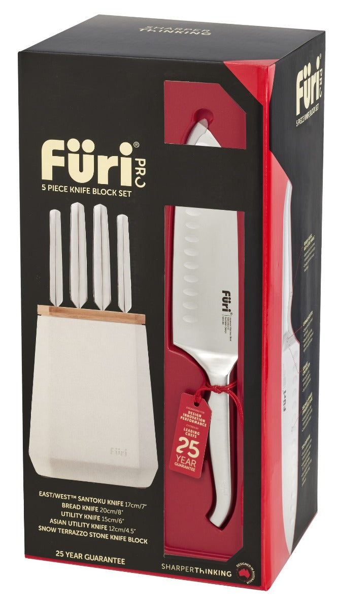 Furi - Stone Knife Block Set Snow Terrazzo 5 Piece - Wholesales Supply