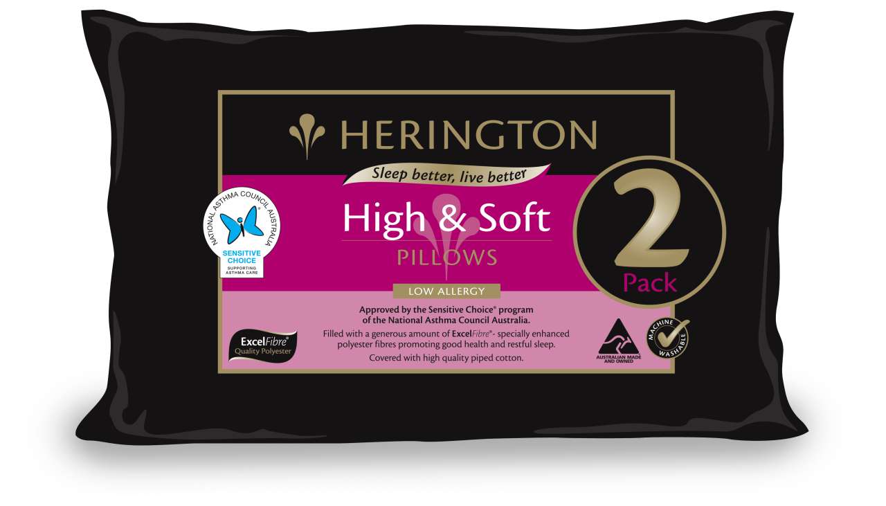 Herington - Low Allergy High & Soft Pillow Set, 2 Pack - White - Wholesales Supply