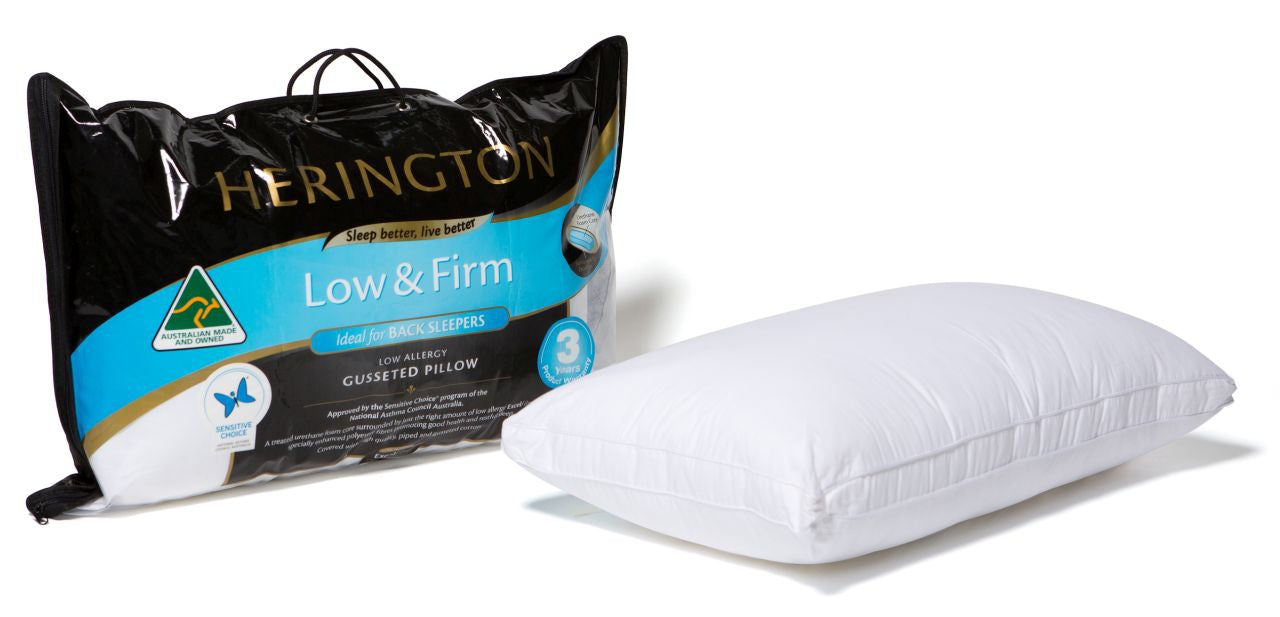 Herington - Low Allergy Low & Firm Gusseted Pillow - White - Wholesales Supply