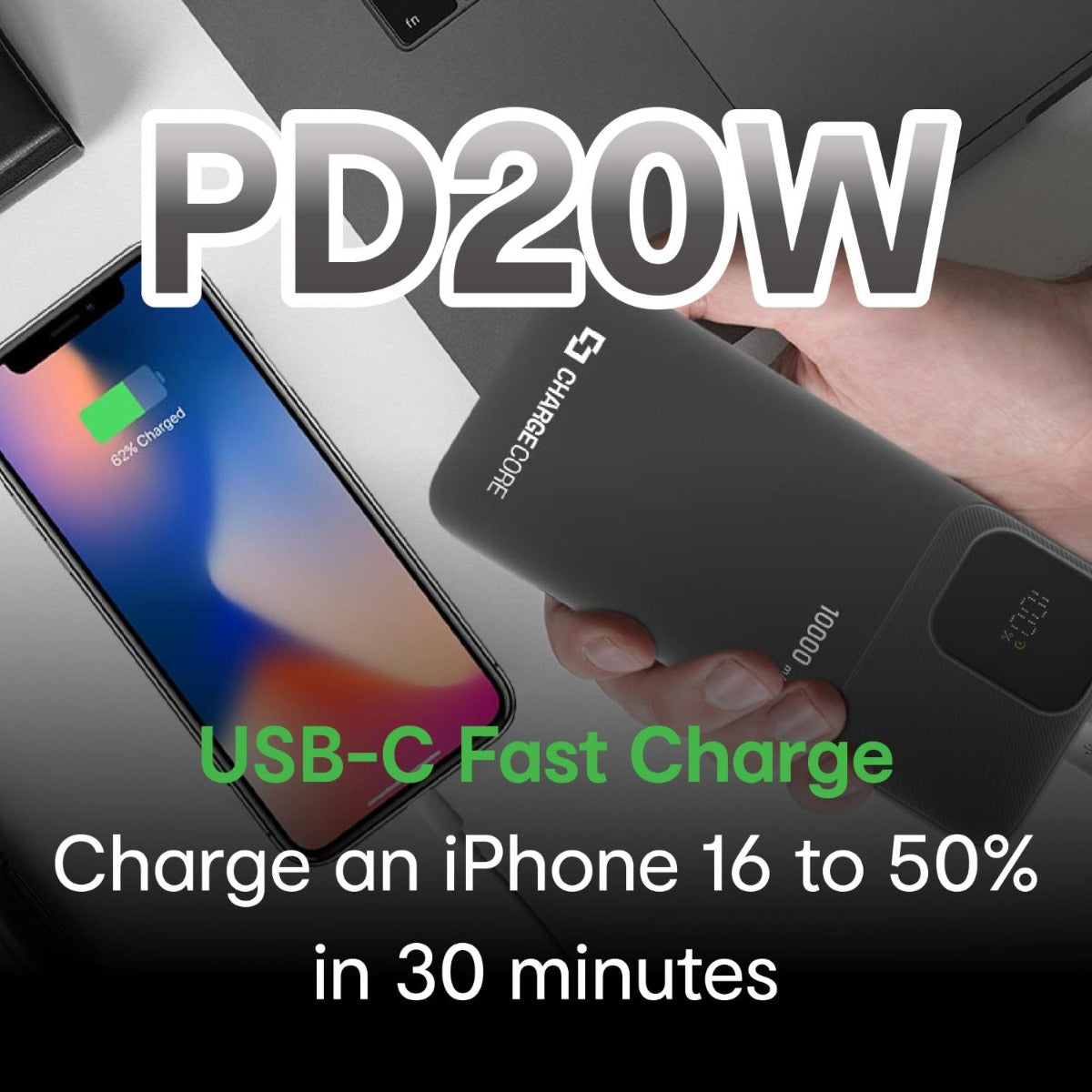 Laser - ChargeCore LFP Powerbank 10000mAh - Black - Wholesales Supply