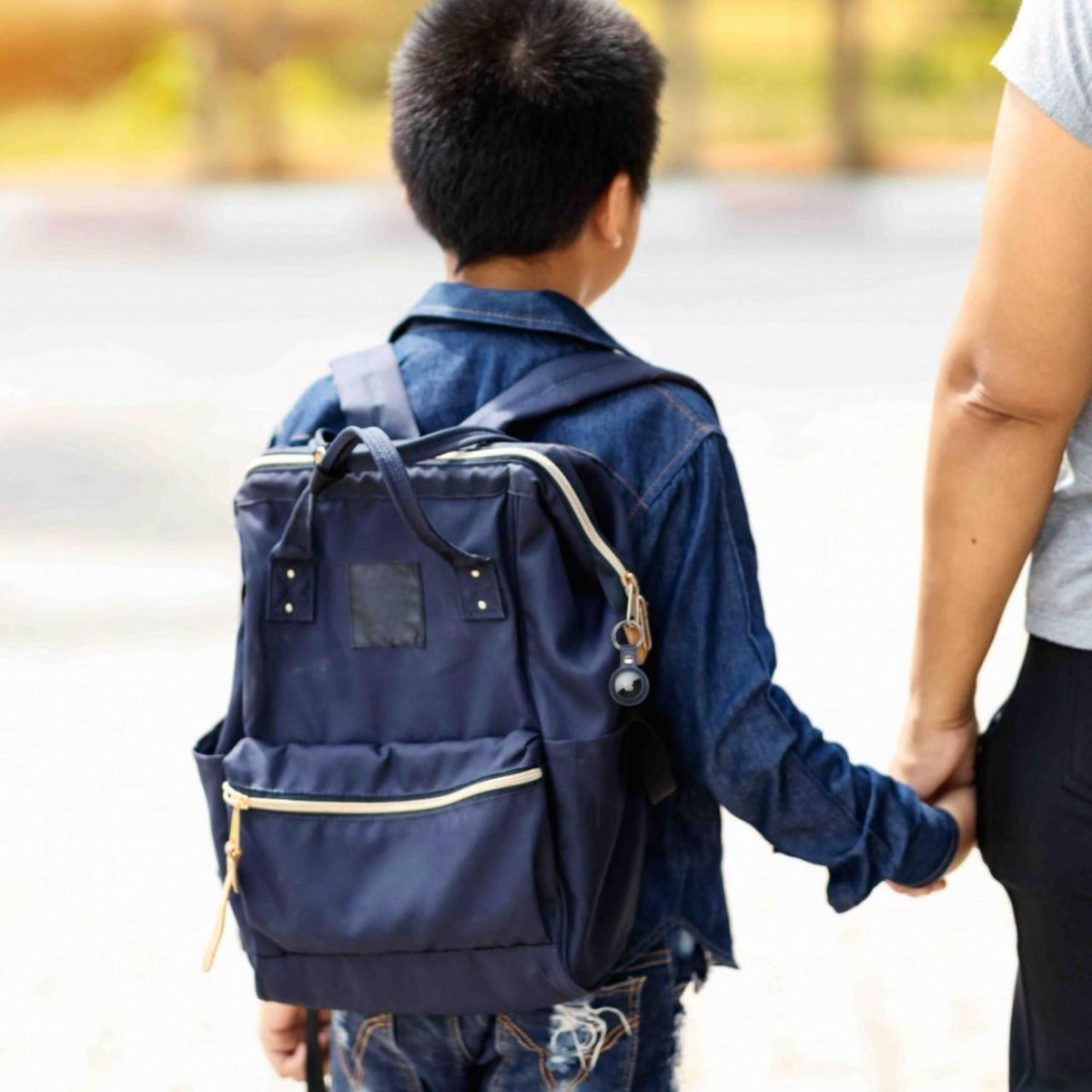 Laser PU Leather Key Ring for Apple AirTag - 2 Pack Blue and Brown - Wholesales Supply