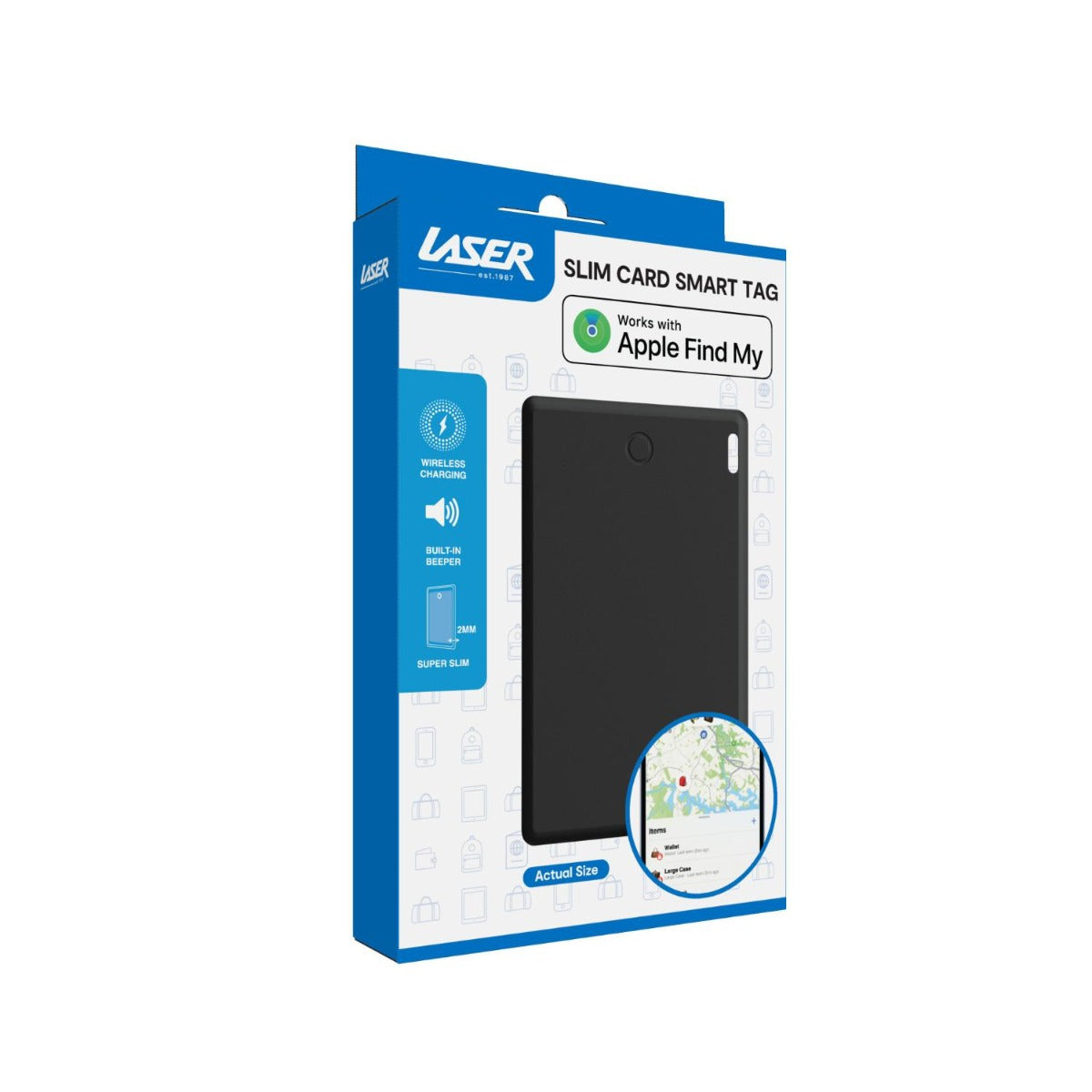 Laser - Ultra Slim Card size Smart Tag with Wireless Charging - Wholesales Supply