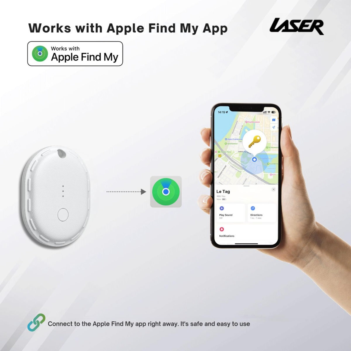 Laser - Mini travel smart tag in White 1pk - Wholesales Supply