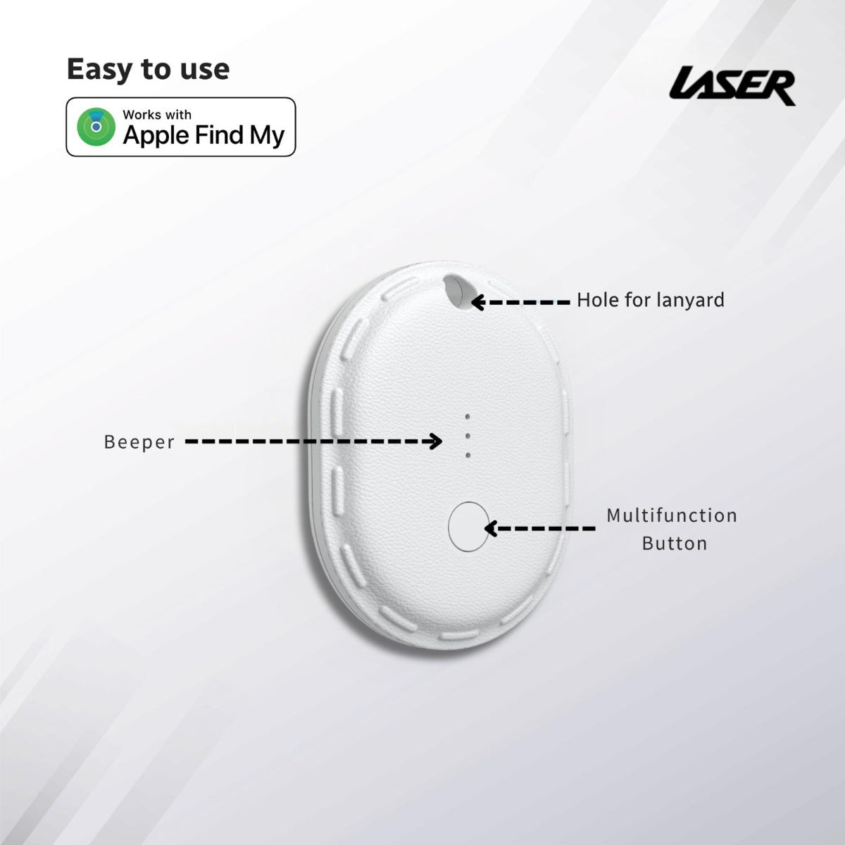 Laser - Mini travel smart tag in White 1pk - Wholesales Supply