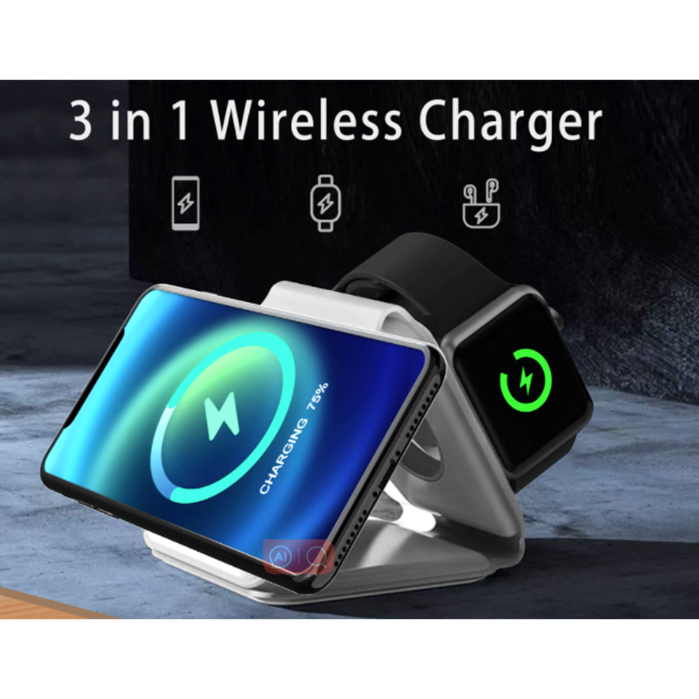 Rewyre - 3 in 1 Magnetic Fast Wireless Foldable MagSafe Charger - White - Wholesales Supply