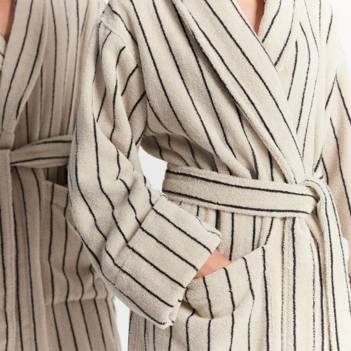 Sheridan - Aven Stripe Robe - L/XL Limestone - Wholesales Supply