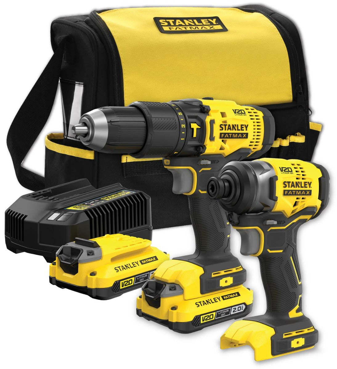 Stanley - FatMax 18V V20 2 Piece Combo Kit 2.0Ah - Hammer Drill and Impact Driver - Wholesales Supply