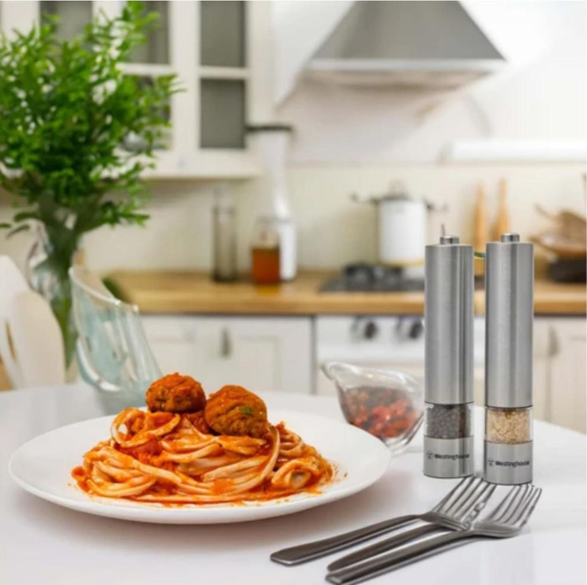 Westinghouse - Salt and Pepper Mill Electric S/S w LED Light - Pair - Wholesales Supply