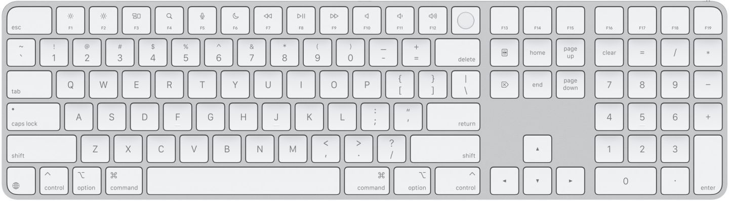 Apple - Magic Keyboard w Touch ID/Numeric Keypad - Mac models w Silicon - US Eng - White Keys