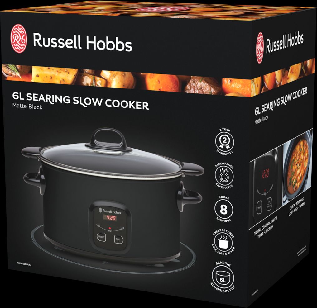 Russell Hobbs - 6L Searing Slow Cooker - Matte Black