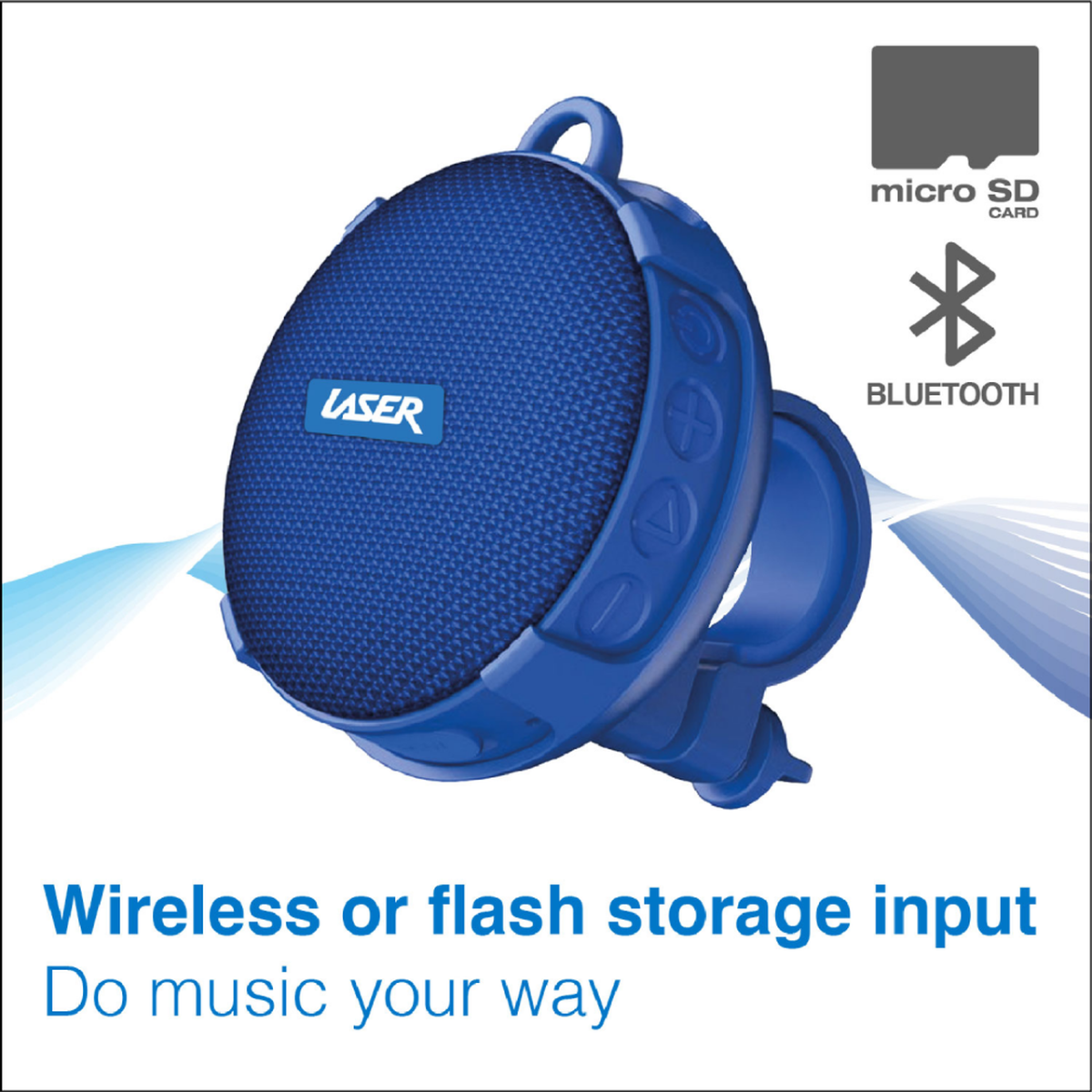 Laser Portable Outdoor Bluetooth Speaker with Bicycle Mount - Blue