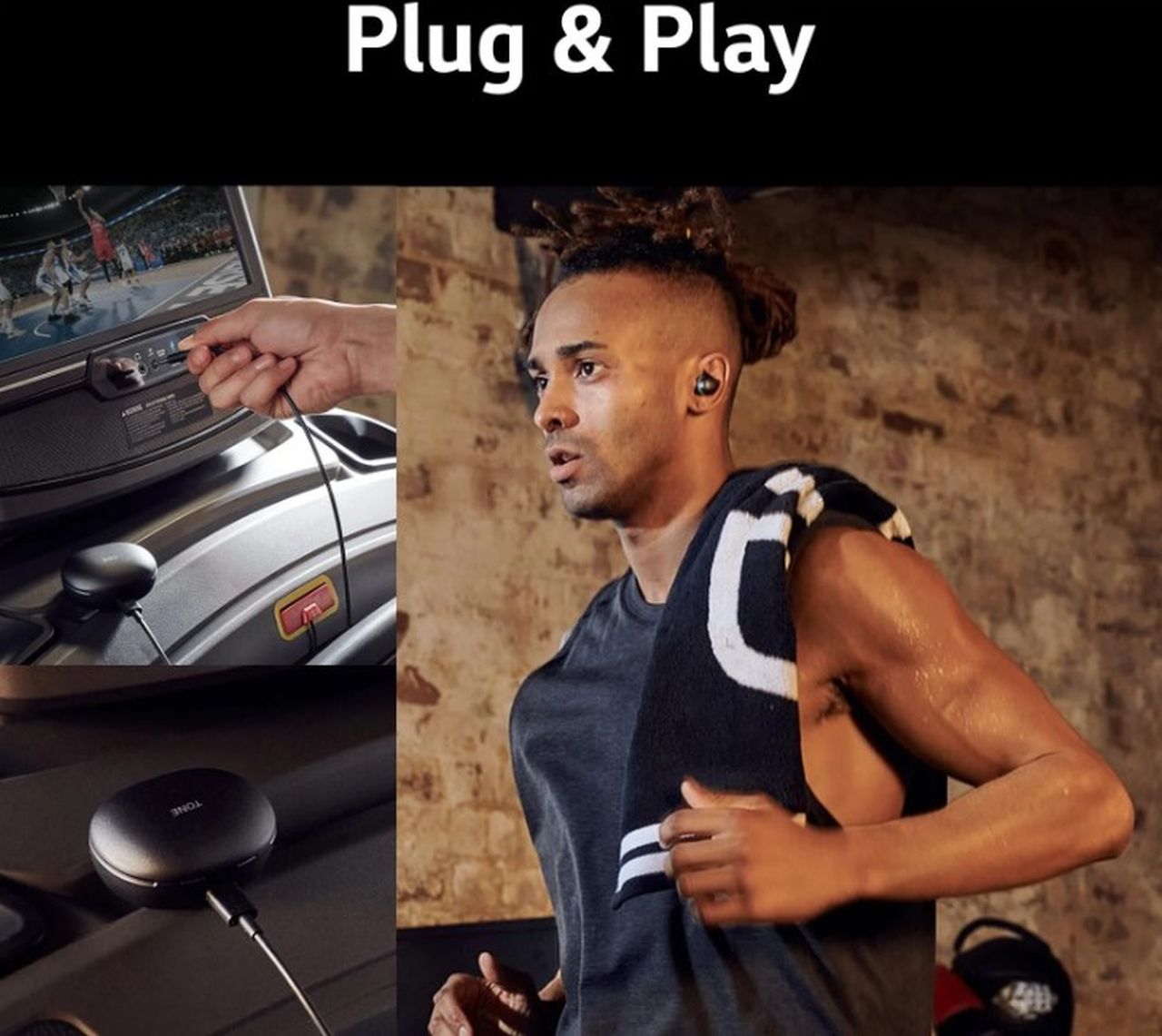 LG TONE Free TF8Q Fit Wireless Earbuds with SwivelGrip and ANC - Black/Lime