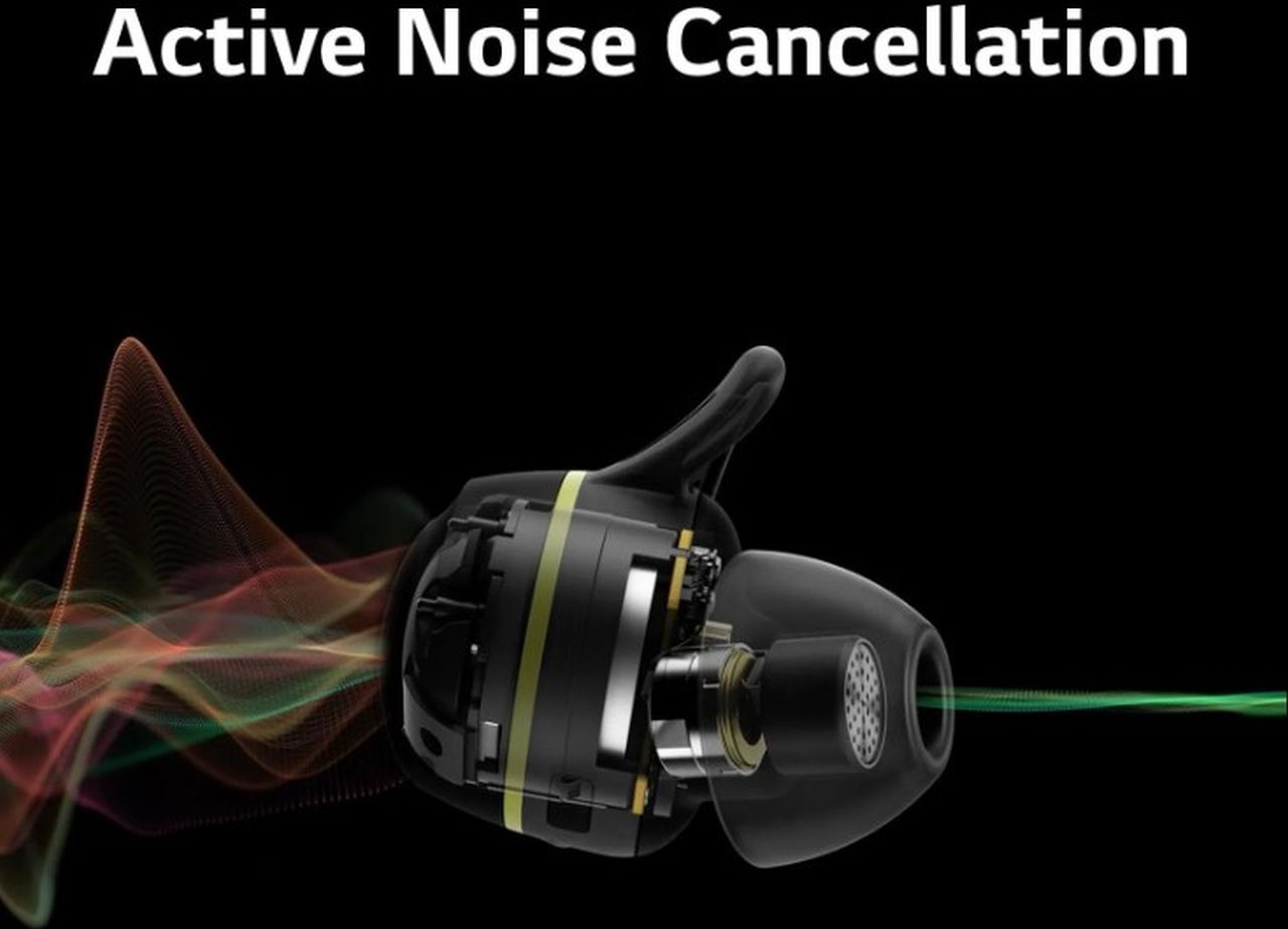LG TONE Free TF8Q Fit Wireless Earbuds with SwivelGrip and ANC - Black/Lime