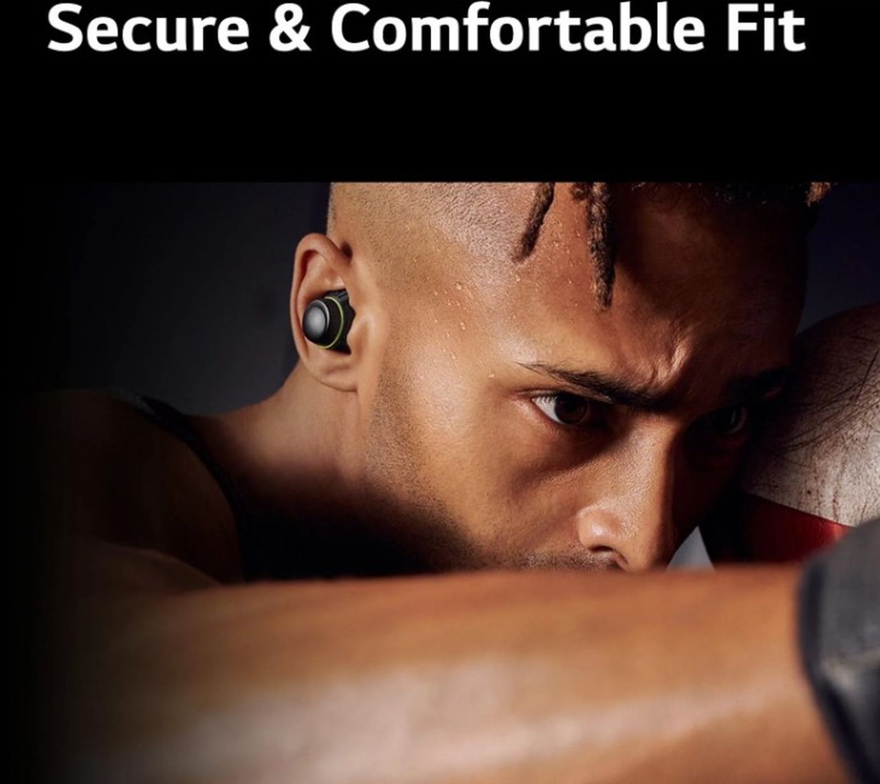 LG TONE Free TF8Q Fit Wireless Earbuds with SwivelGrip and ANC - Black/Lime