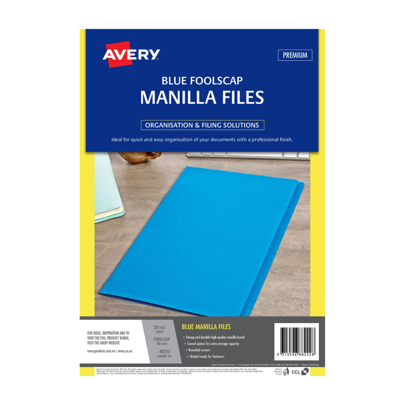AV Manilla Folder Blue FC Pk20 - Wholesales Supply