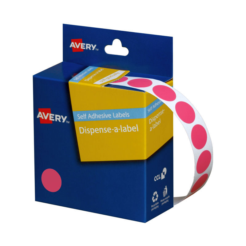 Avery Disp Pink 14mm Roll 1050 - Wholesales Supply