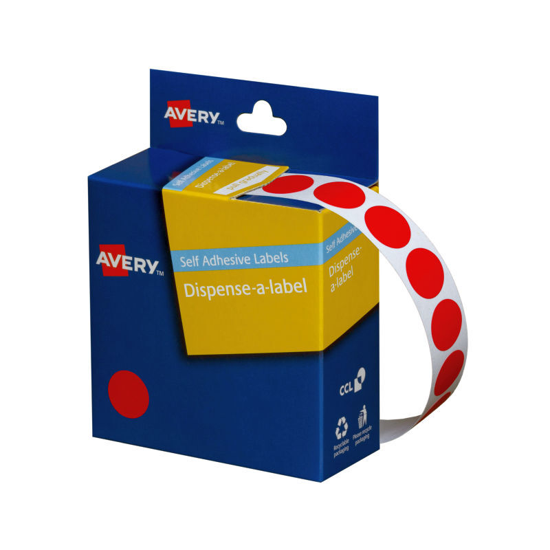 Avery Disp Red 14mm Roll1050 - Wholesales Supply