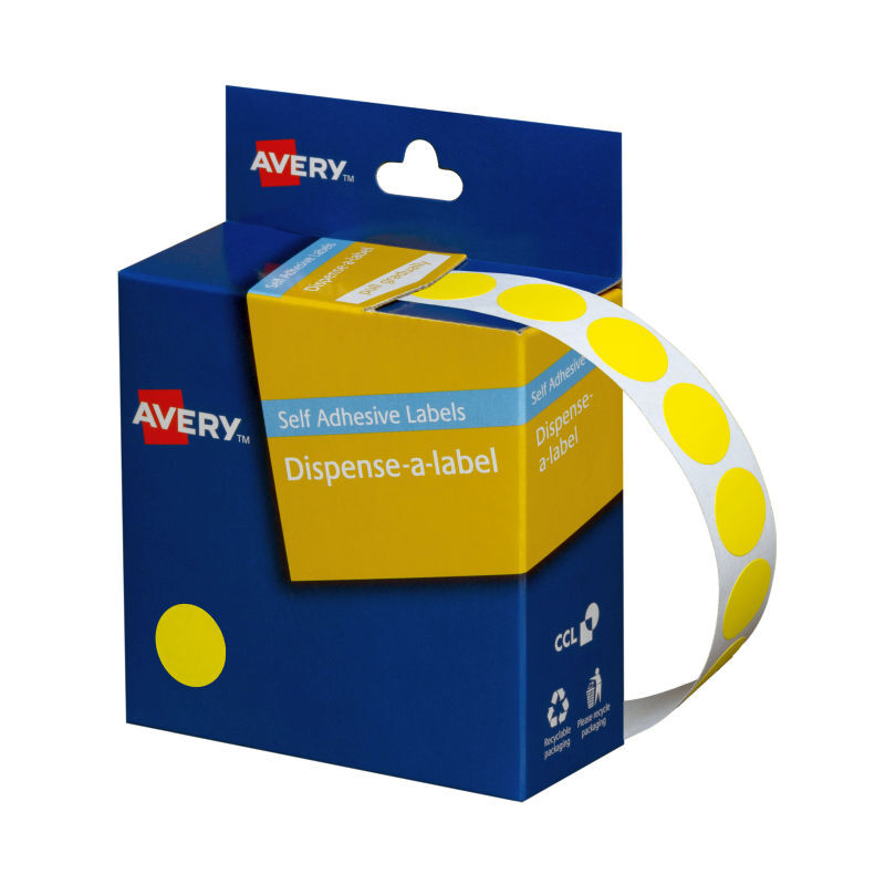Avery Disp Ylw 14mm Roll1050 - Wholesales Supply