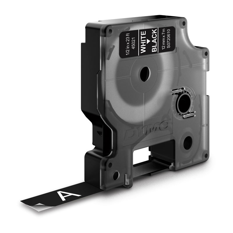 D1 Wht on Blk 12mmx7m Tape - Wholesales Supply