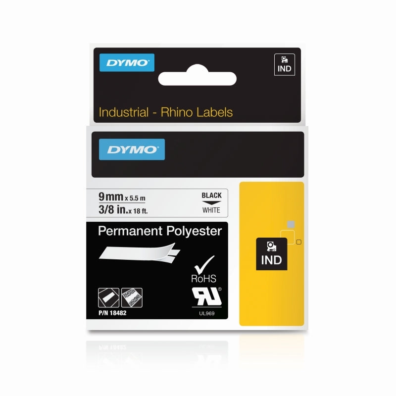 Dymo Rhino Py Lbl 9mm Blk/Wht - Wholesales Supply