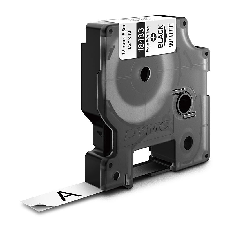 DymoRhino Blk on Wht 12mm Tape - Wholesales Supply