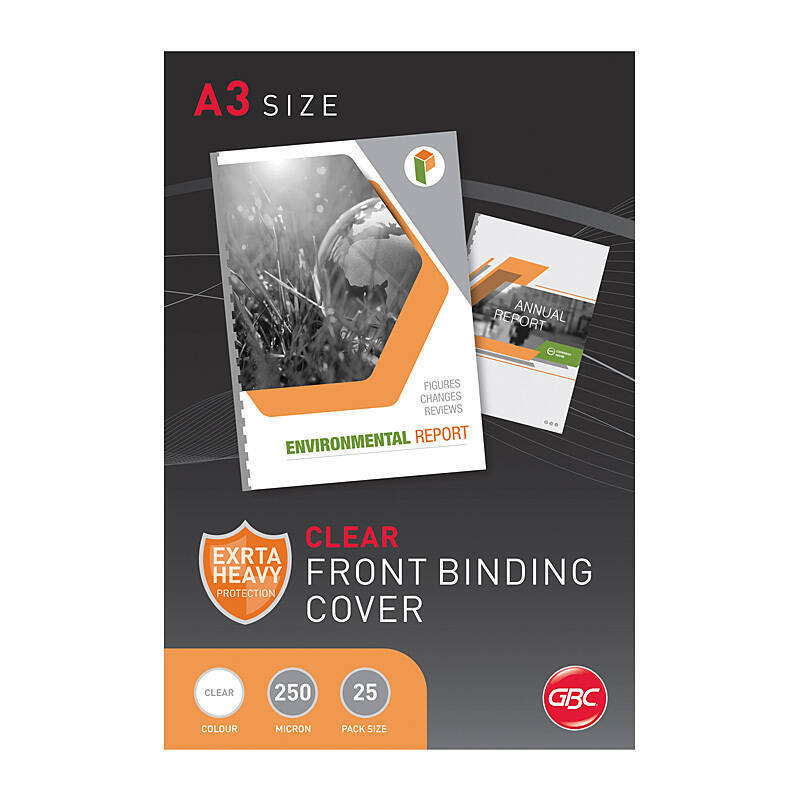 GBC Clr Cover 250 Mic A3 Pk25 - Wholesales Supply