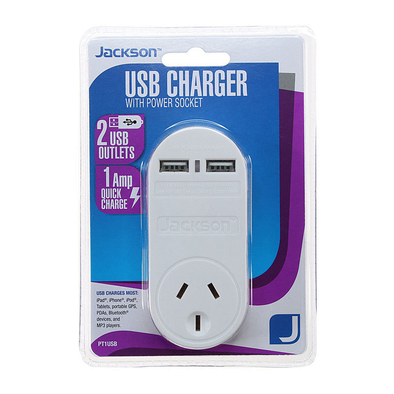 Jackson 1 Way 2 USB Charger - Wholesales Supply