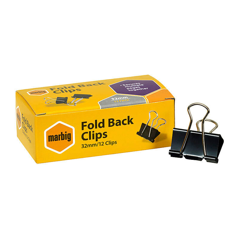 Mbg Fold Back Clips 32mm Bx12 - Wholesales Supply