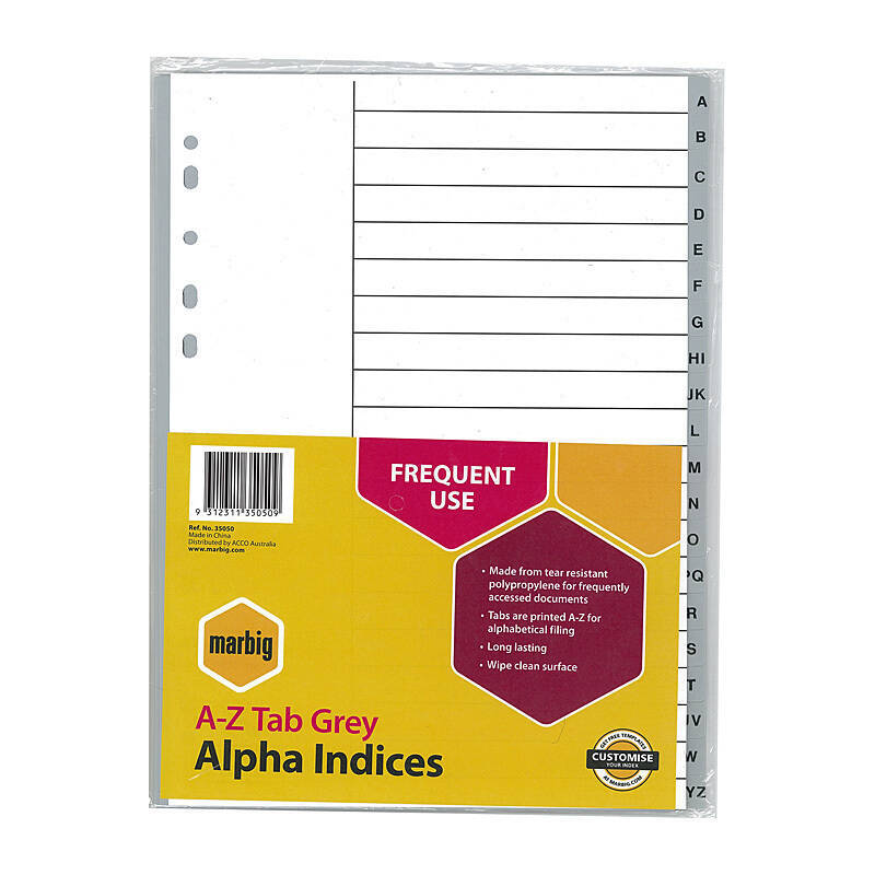 Mbg Indices Grey PP A4 A-Ztab - Wholesales Supply