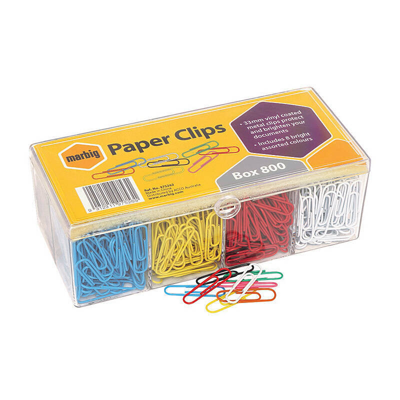 Mbg Paper Clips Asst Col Bx800 - Wholesales Supply