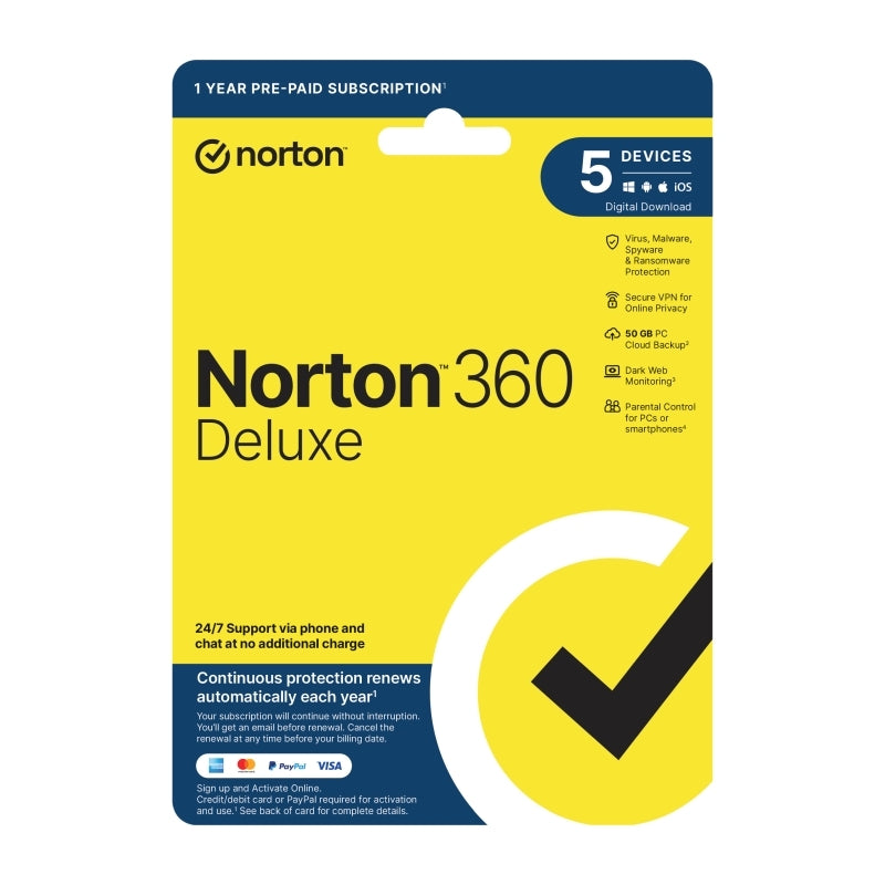 Norton 360 Deluxe 1U 5D 1 Yr - Wholesales Supply
