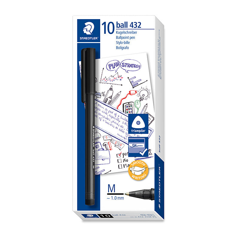 Staed Ballpoint 432 M Blk Bx10 - Wholesales Supply
