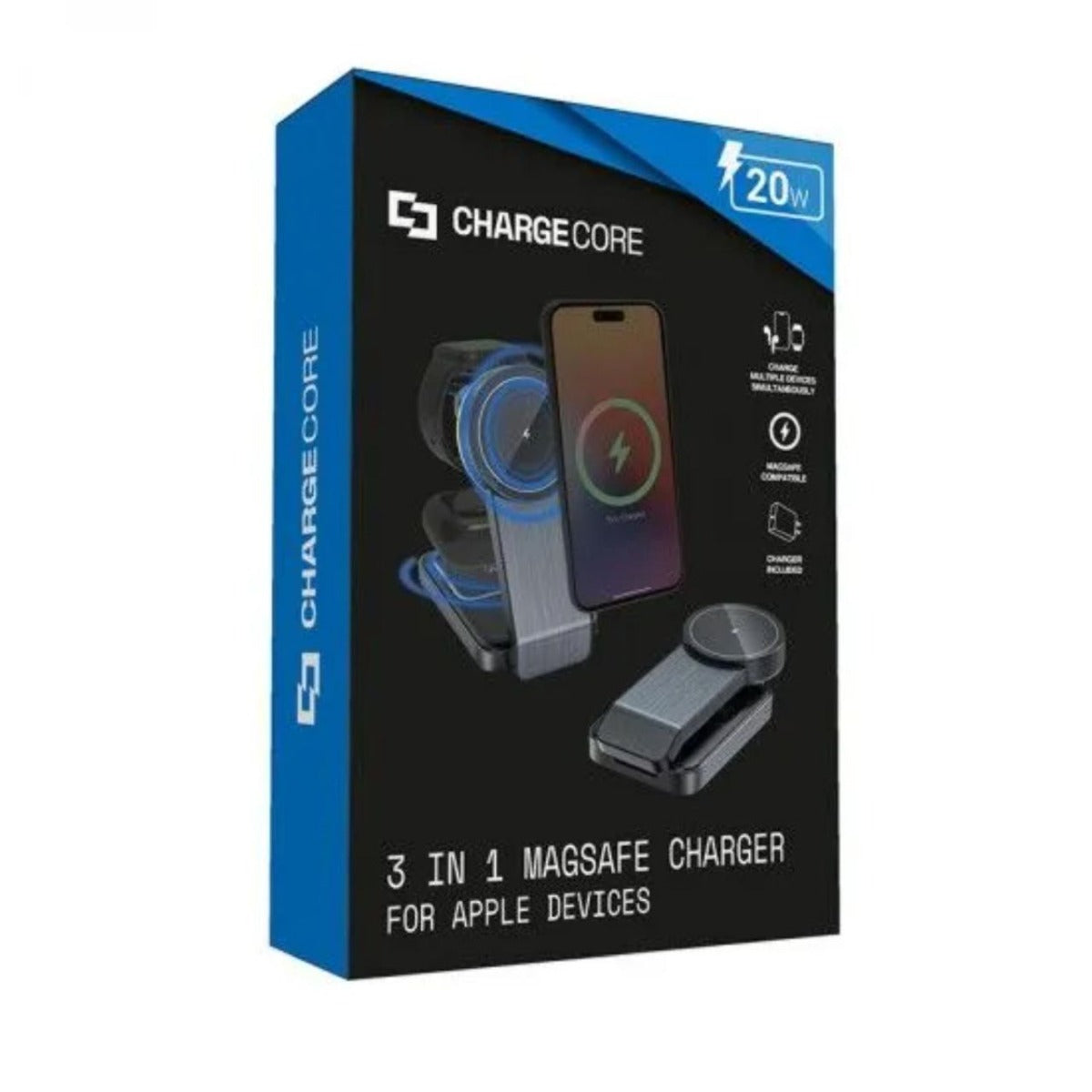 Laser ChargeCore Foldable 3 In 1 Charging Stand