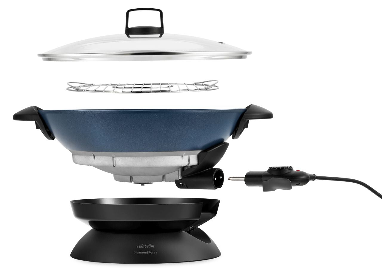 Sunbeam - DiamondForce 7.5L Electric Wok - Blue/Black